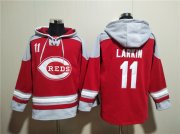 Wholesale Cheap Men's Cincinnati Reds #11 Barry Larkin Red Ageless Must-Have Lace-Up Pullover Hoodie