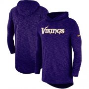 Wholesale Cheap Men's Minnesota Vikings Nike Purple Sideline Slub Performance Hooded Long Sleeve T-Shirt