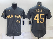 Wholesale Men's New York Yankees #45 Gerrit Cole Number Grey 2022 All Star Stitched Flex Base Nike Jersey