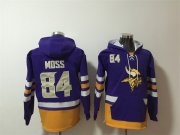 Wholesale Cheap Men's Minnesota Vikings #84 Randy Moss Purple Ageless Must-Have Lace-Up Pullover Hoodie