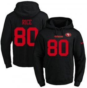 Wholesale Cheap Nike 49ers #80 Jerry Rice Black Name & Number Pullover NFL Hoodie