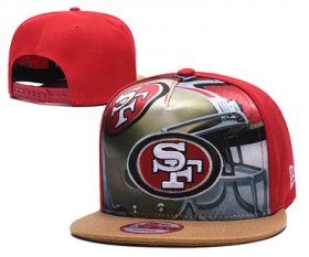 Wholesale Cheap 49ers Team Logo Red Adjustable Leather Hat TX
