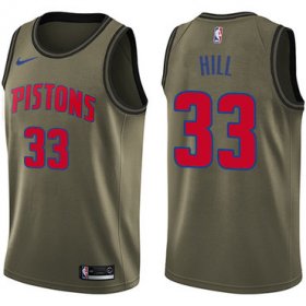Wholesale Cheap Nike Pistons #33 Grant Hill Green Salute to Service NBA Swingman Jersey
