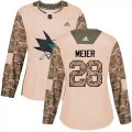 Wholesale Cheap Adidas Sharks #28 Timo Meier Camo Authentic 2017 Veterans Day Women's Stitched NHL Jersey