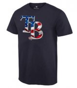 Wholesale Cheap Men's Tampa Bay Rays USA Flag Fashion T-Shirt Navy Blue