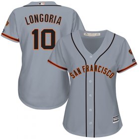 Wholesale Cheap Giants #10 Evan Longoria Grey Road Women\'s Stitched MLB Jersey