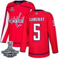 Wholesale Cheap Adidas Capitals #5 Rod Langway Red Home Authentic Stanley Cup Final Champions Stitched NHL Jersey
