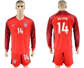 Wholesale Cheap USA #14 Williams Away Long Sleeves Soccer Country Jersey