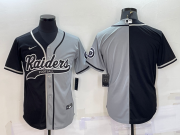 Wholesale Cheap Men's Las Vegas Raiders Blank Black Grey Split With Patch Cool Base Stitched Baseball Jersey
