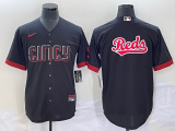Wholesale Cheap Men's Cincinnati Reds Big Logo Black 2023 City Connect Cool Base Stitched Jersey1
