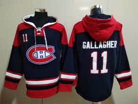 Wholesale Cheap Men\'s Hockey Montreal Canadiens #11 Brendan Gallagher Navy Blue Hoodie
