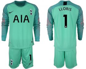 Wholesale Cheap Tottenham Hotspur #1 Lloris Green Goalkeeper Long Sleeves Soccer Club Jersey