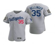 Wholesale Cheap Men's Los Angeles Dodgers #35 Cody Bellinger Gray 2020 World Series Authentic Road Flex Nike Jersey