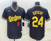 Cheap Men's Los Angeles Dodgers #8 #24 Kobe Bryant Number Black Stitched Pullover Throwback Nike Jersey1