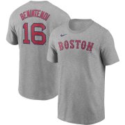 Wholesale Cheap Boston Red Sox #16 Andrew Benintendi Nike Name & Number T-Shirt Gray