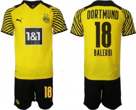 Wholesale Cheap Men 2021-2022 Club Borussia Dortmund home 18 yellow Soccer Jersey