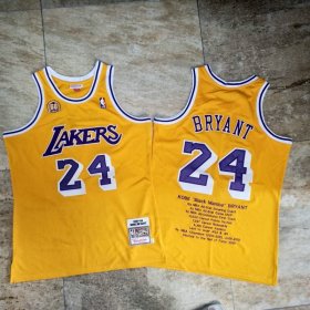 Wholesale Cheap Men\'s Los Angeles Lakers #24 Kobe Bryant 2007-08 Yellow honors Edition Hardwood Classics Soul AU Throwback Jersey