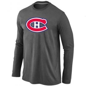 Wholesale Cheap NHL Montreal Canadiens Big & Tall Logo Long Sleeve T-Shirt Dark Grey