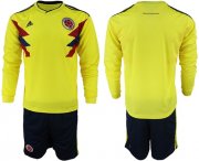Wholesale Cheap Colombia Blank Home Long Sleeves Soccer Country Jersey