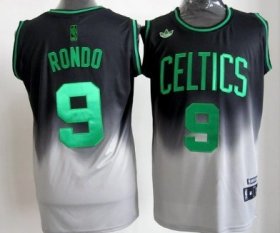 Wholesale Cheap Boston Celtics #9 Rajon Rondo Black/Gray Fadeaway Fashion Jersey