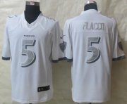 Wholesale Cheap Nike Ravens #5 Joe Flacco White Men's Stitched NFL Limited Platinum Jersey