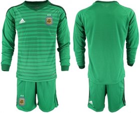Wholesale Cheap Argentina Blank Green Long Sleeves Goalkeeper Soccer Country Jersey