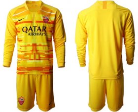 Wholesale Cheap Roma Blank Yellow Goalkeeper Long Sleeves Soccer Club Jersey