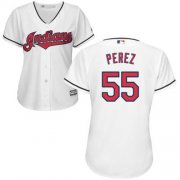 Wholesale Cheap Indians #55 Roberto Perez White Women's Home Stitched MLB Jersey