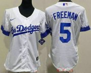 Wholesale Cheap Youth Los Angeles Dodgers #5 Freddie Freeman White City Cool Base Jersey