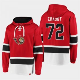 Wholesale Cheap Men\'s Ottawa Senators #72 Thomas Chabot Red Ageless Must-Have Lace-Up Pullover Hoodie