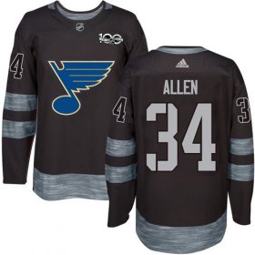 Wholesale Cheap Adidas Blues #34 Jake Allen Black 1917-2017 100th Anniversary Stitched NHL Jersey