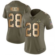 Wholesale Cheap Nike Bengals #28 Joe Mixon Olive/Gold Women's Stitched NFL Limited 2017 Salute to Service Jersey