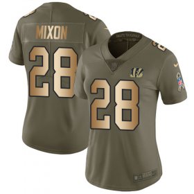 Wholesale Cheap Nike Bengals #28 Joe Mixon Olive/Gold Women\'s Stitched NFL Limited 2017 Salute to Service Jersey