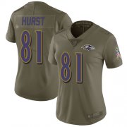 Wholesale Cheap Nike Ravens #81 Hayden Hurst Olive Women's Stitched NFL Limited 2017 Salute to Service Jersey