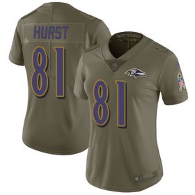 Wholesale Cheap Nike Ravens #81 Hayden Hurst Olive Women\'s Stitched NFL Limited 2017 Salute to Service Jersey