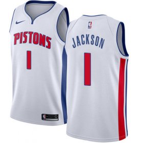 Wholesale Cheap Nike Pistons #1 Reggie Jackson White NBA Swingman Association Edition Jersey