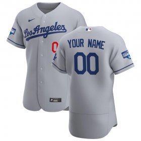 Wholesale Cheap Los Angeles Dodgers Custom Men\'s Nike Gray Road 2020 World Series Champions Authentic Team MLB Jersey