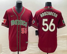 Cheap Men\'s Mexico Baseball #56 Randy Arozarena Number 2023 Red World Classic Stitched Jersey11