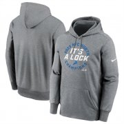 Cheap Men's Detroit Lions Heather Gray 2023 NFC North Division Champions Locker Room Trophy Collection Pullover Hoodie