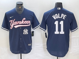 Cheap Men's New York Yankees #11 Anthony Volpe Navy With Patch Cool Base Stitched Baseball Jersey
