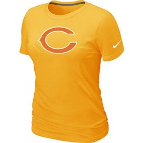Wholesale Cheap Women\'s Nike Chicago Bears Logo NFL T-Shirt Yellow