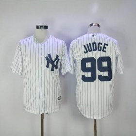 Wholesale Cheap Yankees #99 Aaron Judge White Strip New Cool Base Stitched MLB Jersey