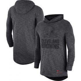 Wholesale Cheap Nike Cleveland Browns Heathered Charcoal Fan Gear Tonal Slub Hooded Long Sleeve T-Shirt