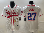 Wholesale Cheap Men's Atlanta Braves #27 Austin Riley Number White Cool Base With Patch Stitched Baseball Jersey