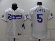 Wholesale Cheap Men's Texas Rangers #5 Corey Seager White Stitched MLB Flex Base Nike Jersey