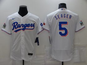 Wholesale Cheap Men\'s Texas Rangers #5 Corey Seager White Stitched MLB Flex Base Nike Jersey