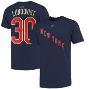 Wholesale Cheap New York Rangers #30 Henrik Lundqvist Reebok Name and Number Player T-Shirt Navy