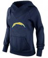 Wholesale Cheap Women's Los Angeles Chargers Logo Pullover Hoodie Navy Blue-1