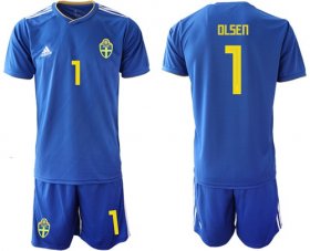 Wholesale Cheap Sweden #1 Olsen Away Soccer Country Jersey