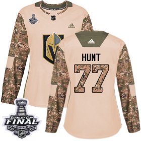 Wholesale Cheap Adidas Golden Knights #77 Brad Hunt Camo Authentic 2017 Veterans Day 2018 Stanley Cup Final Women\'s Stitched NHL Jersey